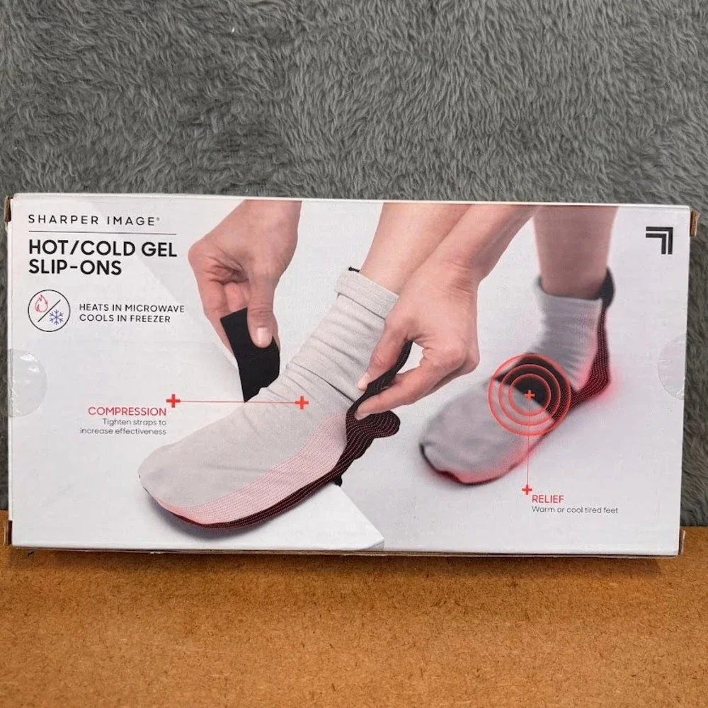 Sharper Image Hot Cold Gel Slip Ons Foot‎ Therapy Compression Wraps 1011833 NEW